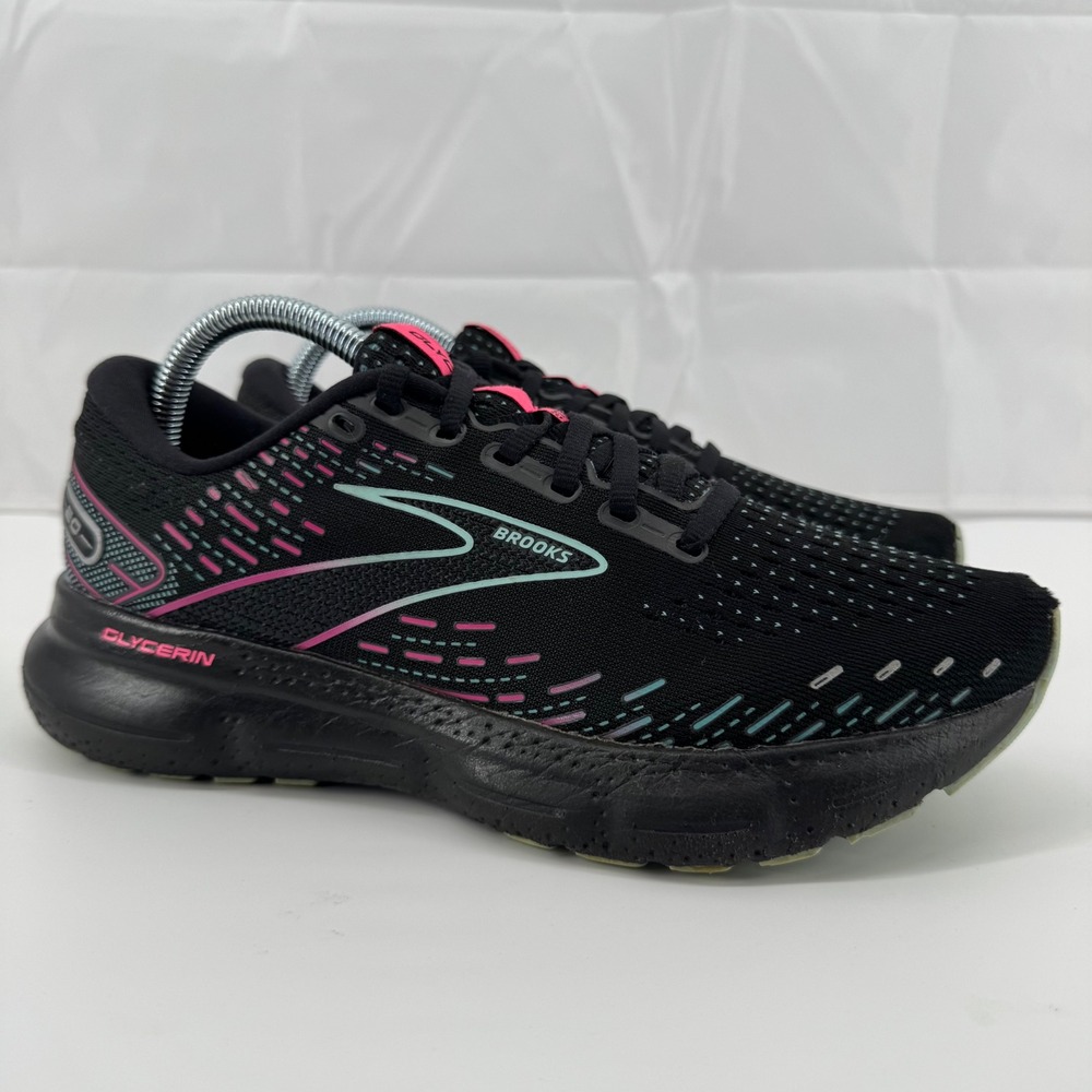 Brooks Glycerin 20 Running Shoes Womens Size 9 Black Pink Teal Athletic Sneaker - Picture 2 of 16
